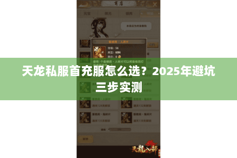 天龙私服首充服怎么选？2025年避坑三步实测