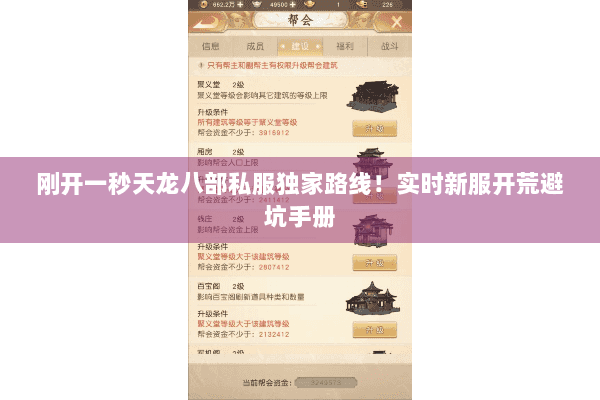 刚开一秒天龙八部私服独家路线!实时新服开荒避坑手册 刚开一秒天龙八部私服独家路线!实时新服开荒避坑手册