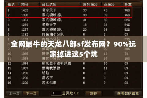 全网最牛的天龙八部sf发布网?90%玩家掉进这5个坑 全网最牛的天龙八部sf发布网?90%玩家掉进这5个坑
