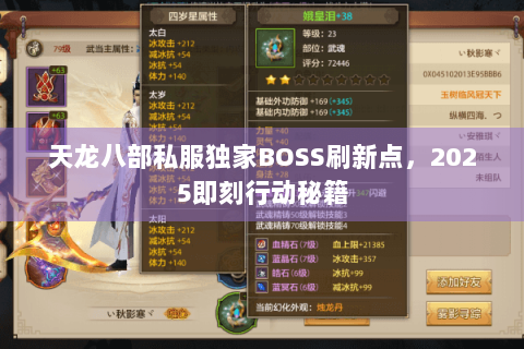 天龙八部私服独家BOSS刷新点，2025即刻行动秘籍