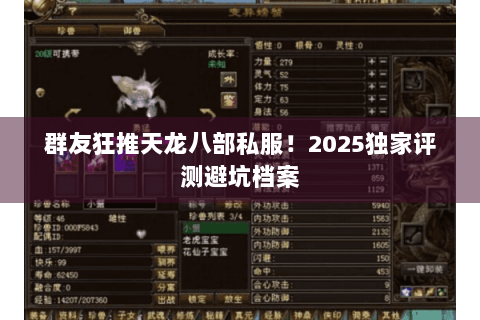 群友狂推天龙八部私服!2025独家评测避坑档案 群友狂推天龙八部私服!2025独家评测避坑档案