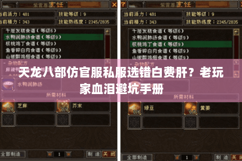 天龙八部仿官服私服选错白费肝?老玩家血泪避坑手册 天龙八部仿官服私服选错白费肝?老玩家血泪避坑手册