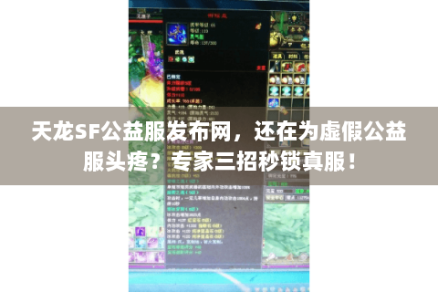 天龙SF公益服发布网,还在为虚假公益服头疼?专家三招秒锁真服! 天龙SF公益服发布网,还在为虚假公益服头疼?专家三招秒锁真服!