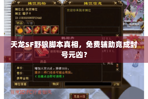 天龙SF野狼脚本真相,免费辅助竟成封号元凶? 天龙SF野狼脚本真相,免费辅助竟成封号元凶?