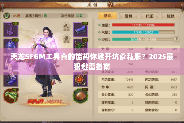 天龙SFGM工具真的能帮你避开坑爹私服？2025最狠避雷指南