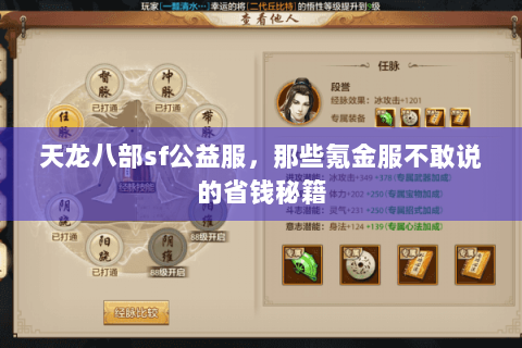 天龙八部sf公益服，那些氪金服不敢说的省钱秘籍