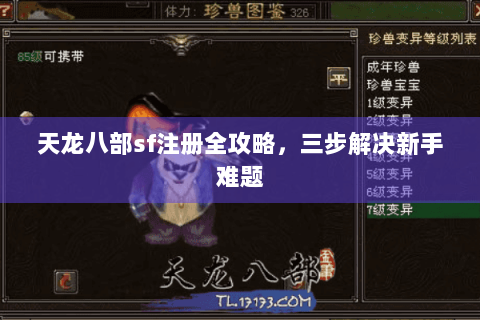 天龙八部sf注册全攻略，三步解决新手难题