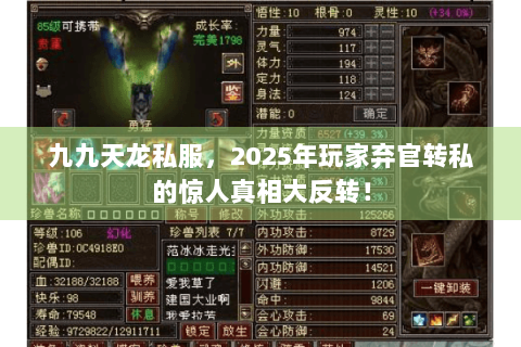 九九天龙私服,2025年玩家弃官转私的惊人真相大反转! 九九天龙私服,2025年玩家弃官转私的惊人真相大反转!