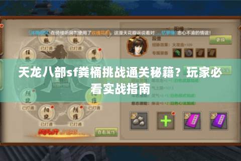 天龙八部sf粪桶挑战通关秘籍?玩家必看实战指南 天龙八部sf粪桶挑战通关秘籍?玩家必看实战指南