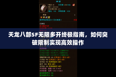天龙八部SF无限多开终极指南，如何突破限制实现高效操作