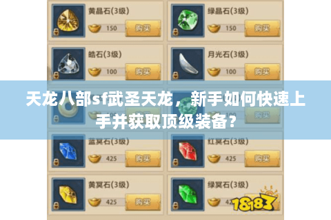 天龙八部sf武圣天龙,新手如何快速上手并获取顶级装备? 天龙八部sf武圣天龙,新手如何快速上手并获取顶级装备?
