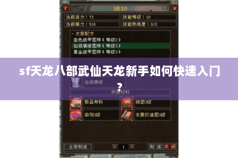 sf天龙八部武仙天龙新手如何快速入门? sf天龙八部武仙天龙新手如何快速入门?