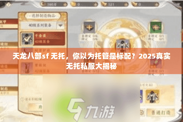 天龙八部sf 无托，你以为托管是标配？2025真实无托私服大揭秘