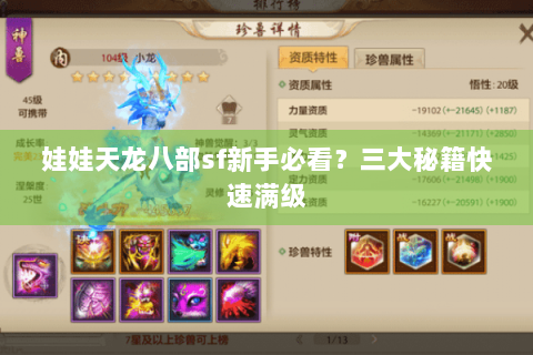 娃娃天龙八部sf新手必看？三大秘籍快速满级