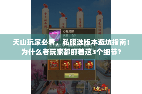 天山玩家必看，私服选版本避坑指南！为什么老玩家都盯着这3个细节？