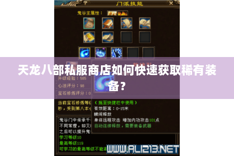 天龙八部私服商店如何快速获取稀有装备？
