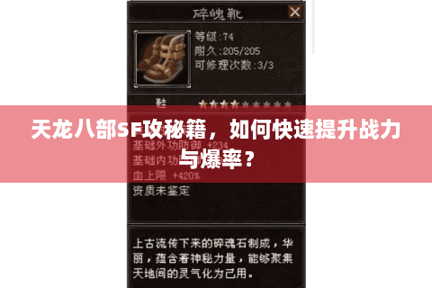 天龙八部SF攻秘籍,如何快速提升战力与爆率? 天龙八部SF攻秘籍,如何快速提升战力与爆率?