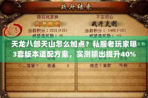 天龙八部天山怎么加点？私服老玩家曝3套版本适配方案，实测输出提升40%