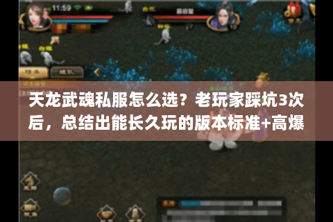 天龙武魂私服怎么选？老玩家踩坑3次后，总结出能长久玩的版本标准+高爆养成攻略