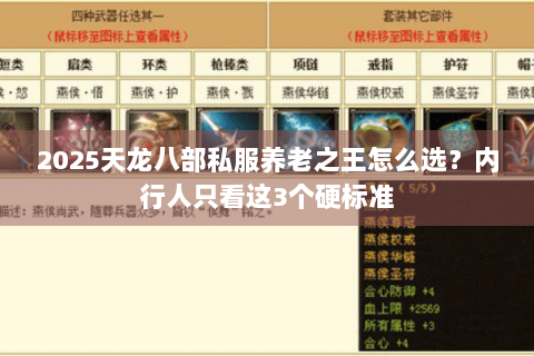 2025天龙八部私服养老之王怎么选？内行人只看这3个硬标准