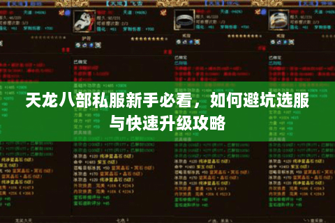天龙八部私服新手必看，如何避坑选服与快速升级攻略