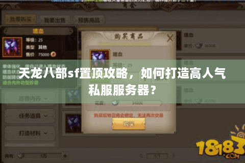 天龙八部sf置顶攻略，如何打造高人气私服服务器？