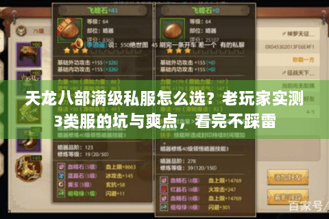 天龙八部满级私服怎么选？老玩家实测3类服的坑与爽点，看完不踩雷