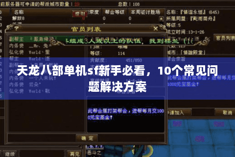 天龙八部单机sf新手必看,10个常见问题解决方案 天龙八部单机sf新手必看,10个常见问题解决方案