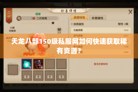 天龙八部150级私服网如何快速获取稀有资源？