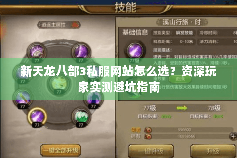 新天龙八部3私服网站怎么选？资深玩家实测避坑指南