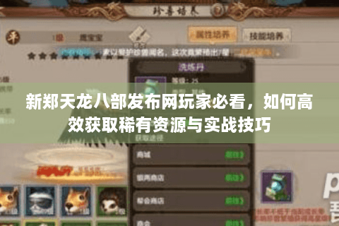 新郑天龙八部发布网玩家必看，如何高效获取稀有资源与实战技巧