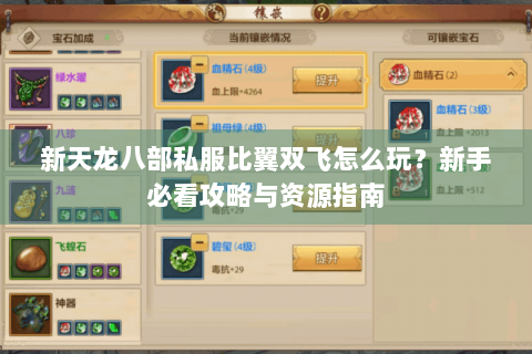 新天龙八部私服比翼双飞怎么玩？新手必看攻略与资源指南