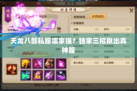 天龙八部私服哪家强？独家三招揪出真神服