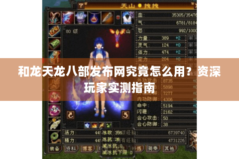 和龙天龙八部发布网究竟怎么用？资深玩家实测指南