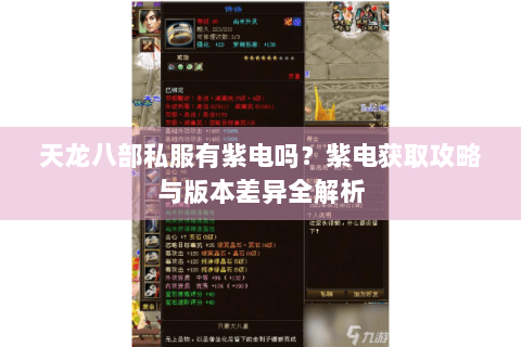 天龙八部私服有紫电吗?紫电获取攻略与版本差异全解析 天龙八部私服有紫电吗?紫电获取攻略与版本差异全解析