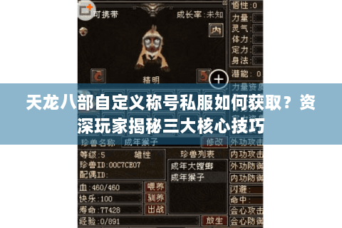 天龙八部自定义称号私服如何获取?资深玩家揭秘三大核心技巧 天龙八部自定义称号私服如何获取?资深玩家揭秘三大核心技巧