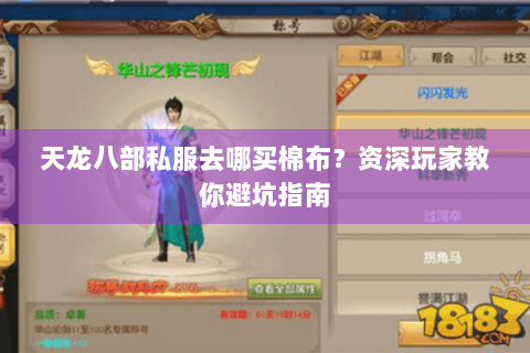 天龙八部私服去哪买棉布？资深玩家教你避坑指南