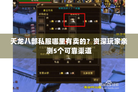 天龙八部私服哪里有卖的？资深玩家亲测5个可靠渠道