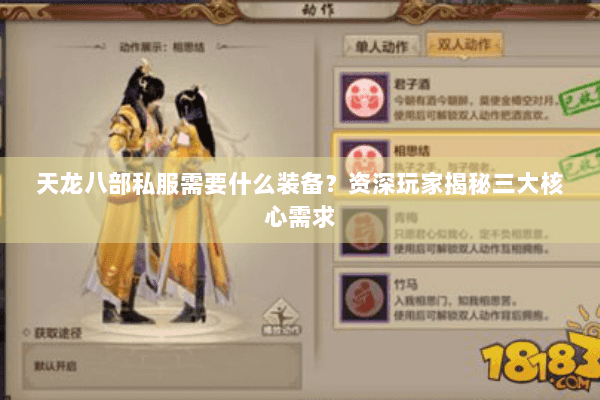 天龙八部私服需要什么装备？资深玩家揭秘三大核心需求