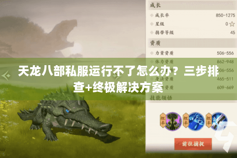 天龙八部私服运行不了怎么办?三步排查+终极解决方案 天龙八部私服运行不了怎么办?三步排查+终极解决方案