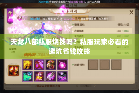天龙八部私服烧钱吗?私服玩家必看的避坑省钱攻略 天龙八部私服烧钱吗?私服玩家必看的避坑省钱攻略