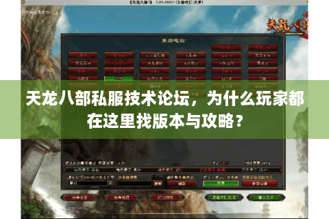 天龙八部私服技术论坛，为什么玩家都在这里找版本与攻略？