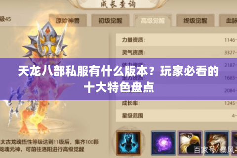 天龙八部私服有什么版本?玩家必看的十大特色盘点 天龙八部私服有什么版本?玩家必看的十大特色盘点