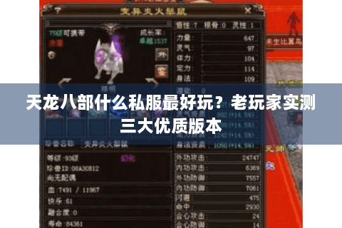 天龙八部什么私服最好玩？老玩家实测三大优质版本