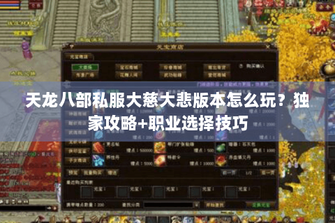 天龙八部私服大慈大悲版本怎么玩？独家攻略+职业选择技巧