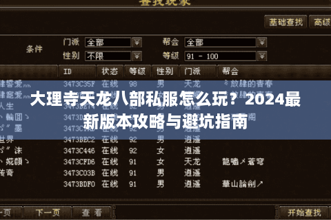 大理寺天龙八部私服怎么玩?2024最新版本攻略与避坑指南 大理寺天龙八部私服怎么玩?2024最新版本攻略与避坑指南