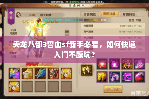 天龙八部3兽血sf新手必看,如何快速入门不踩坑? 天龙八部3兽血sf新手必看,如何快速入门不踩坑?