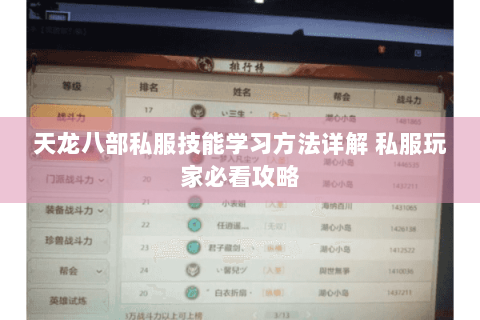 天龙八部私服技能学习方法详解 私服玩家必看攻略 天龙八部私服技能学习方法详解 私服玩家必看攻略