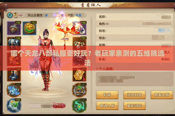 哪个天龙八部私服更好玩？老玩家亲测的五维挑选法