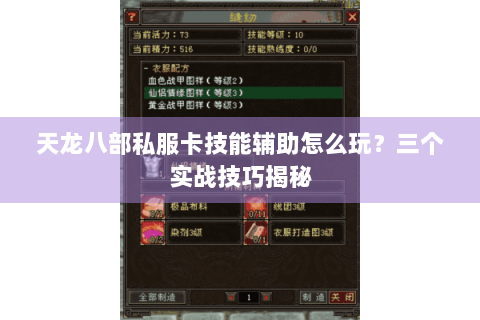 天龙八部私服卡技能辅助怎么玩?三个实战技巧揭秘 天龙八部私服卡技能辅助怎么玩?三个实战技巧揭秘